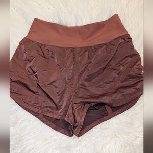 Free People Movement Shiny Burnt Orange Athletic Shorts With Liner Womens Medium